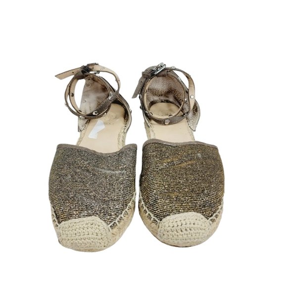 CLEARANCE!   Guess Caitie Ankle Strap Sandals Size 7.5 GWCILDIN Metallic Shoes - Picture 8 of 10